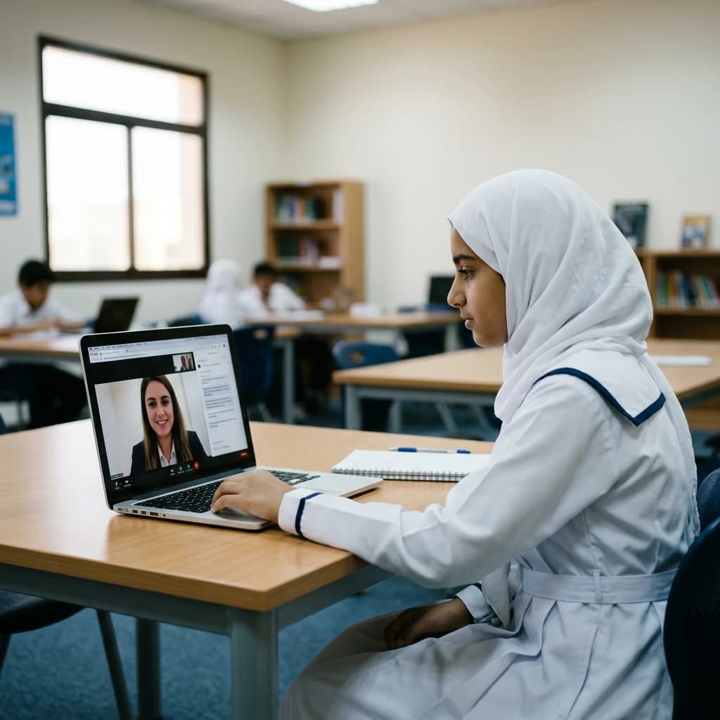 Saudi student studying online with a UK-qualified tutor